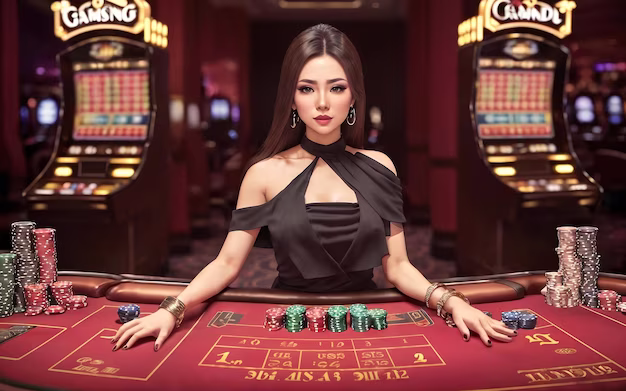 Female casino dealer