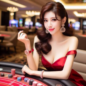 Beautiful girl in casino